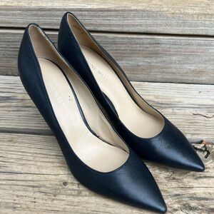 Nine West Martina Womens Leather high heel pumps size 7M Navy Blue